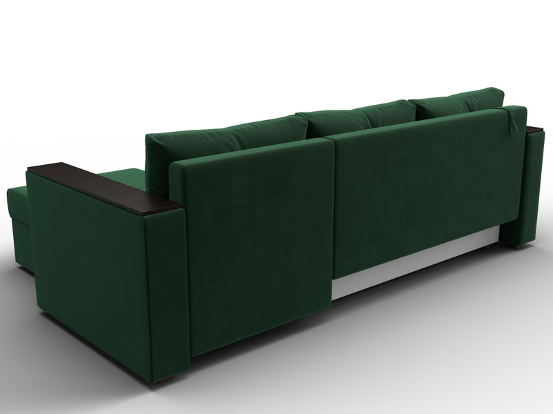 Диван угловой Атланта без стола универсальный угол, Велюр, SEVEN 626 зеленый