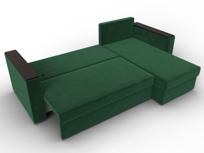 Диван угловой Атланта без стола универсальный угол, Велюр, SEVEN 626 зеленый