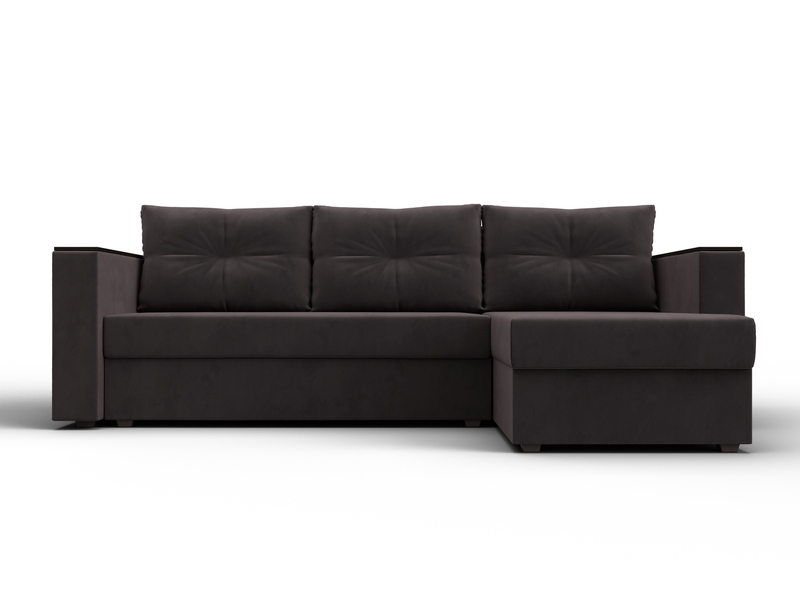 Диван угловой Атланта без стола универсальный угол, Велюр, SEVEN 727 коричневый