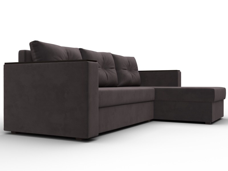 Диван угловой Атланта без стола универсальный угол, Велюр, SEVEN 727 коричневый