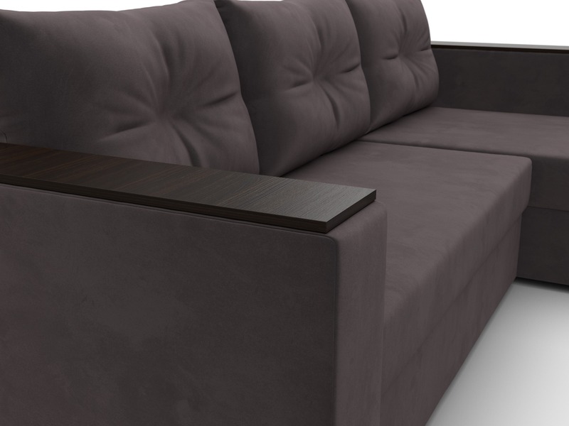 Диван угловой Атланта без стола универсальный угол, Велюр, SEVEN 727 коричневый