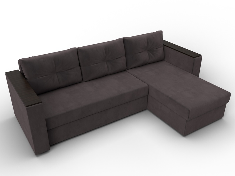Диван угловой Атланта без стола универсальный угол, Велюр, SEVEN 727 коричневый