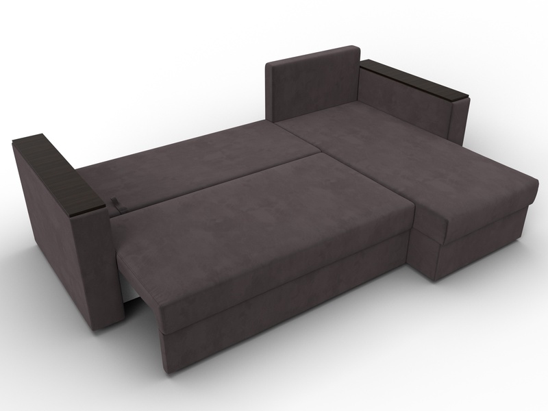 Диван угловой Атланта без стола универсальный угол, Велюр, SEVEN 727 коричневый