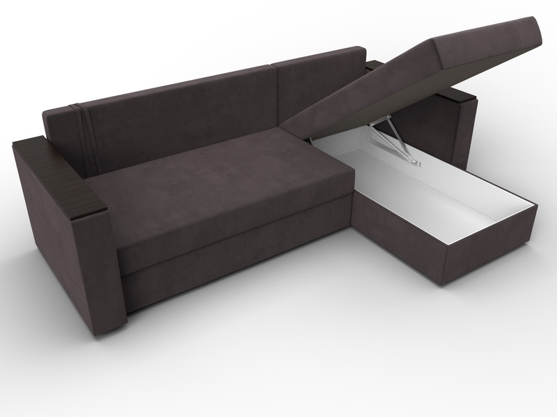Диван угловой Атланта без стола универсальный угол, Велюр, SEVEN 727 коричневый