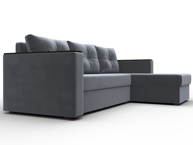 Диван угловой Атланта без стола универсальный угол, Велюр, SEVEN 17 серый