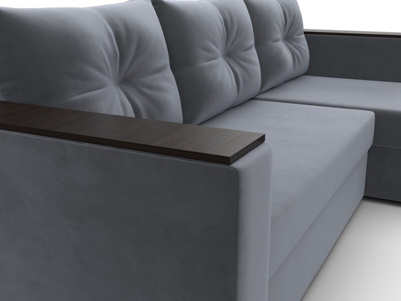 Диван угловой Атланта без стола универсальный угол, Велюр, SEVEN 17 серый