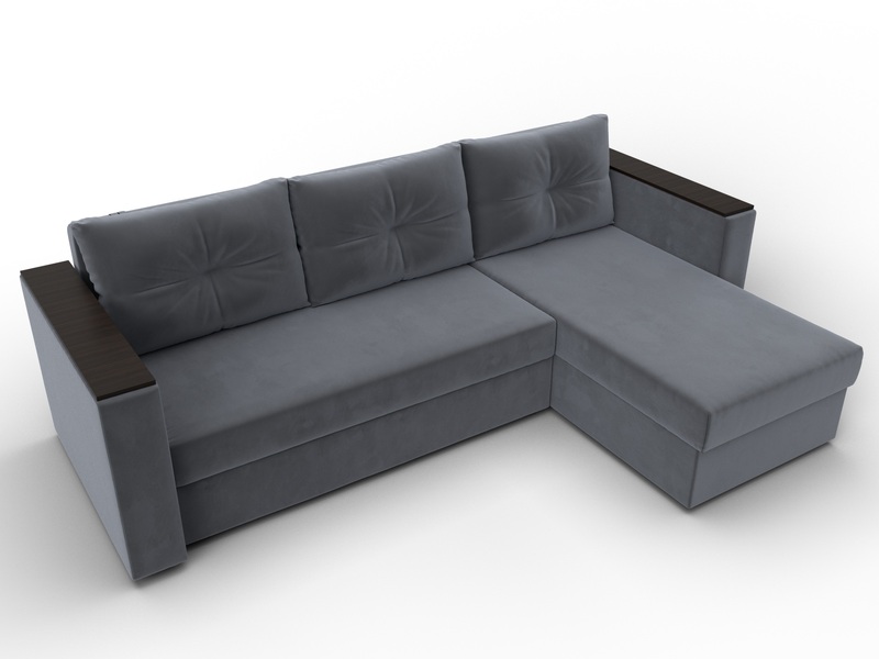 Диван угловой Атланта без стола универсальный угол, Велюр, SEVEN 17 серый