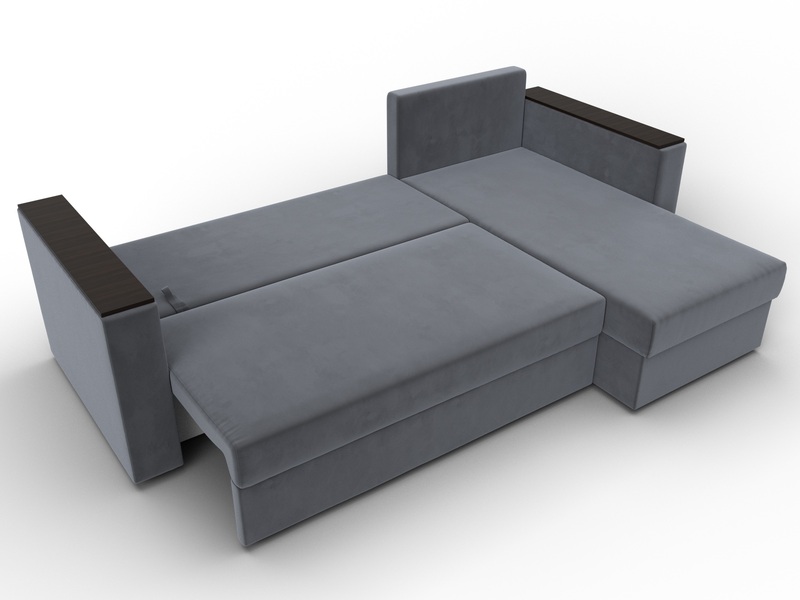 Диван угловой Атланта без стола универсальный угол, Велюр, SEVEN 17 серый