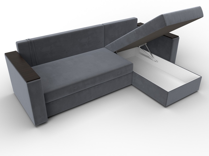 Диван угловой Атланта без стола универсальный угол, Велюр, SEVEN 17 серый