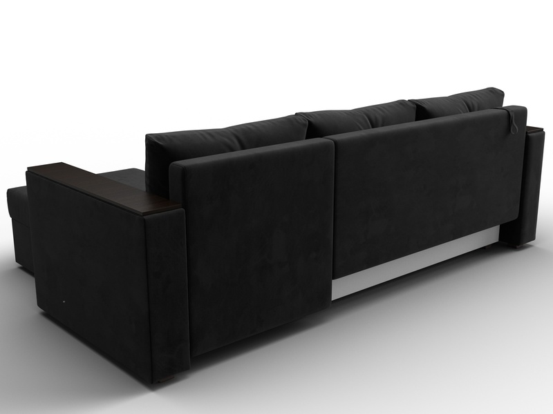 Диван угловой Атланта без стола универсальный угол, Велюр, SEVEN 35 черный