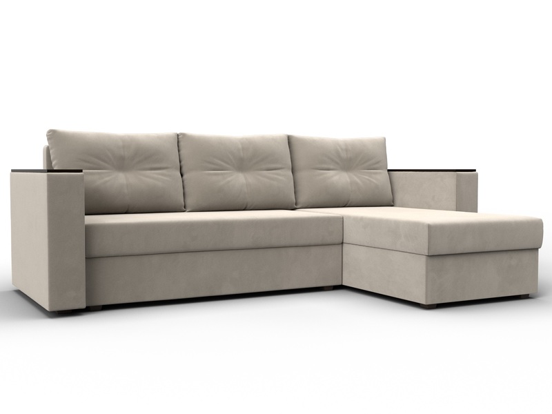 Диван угловой Атланта без стола универсальный угол, Микровельвет, Бежевый