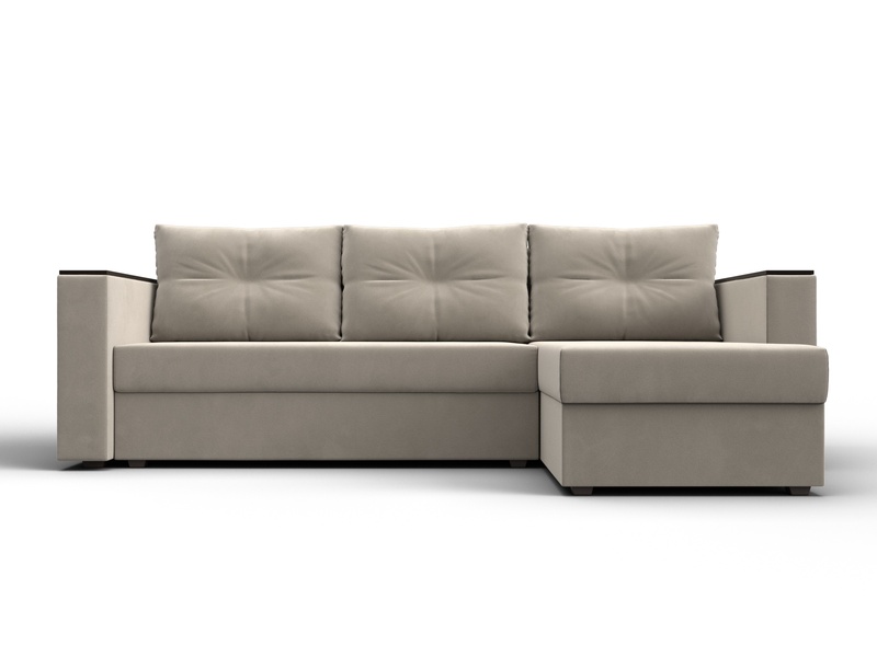 Диван угловой Атланта без стола универсальный угол, Микровельвет, Бежевый