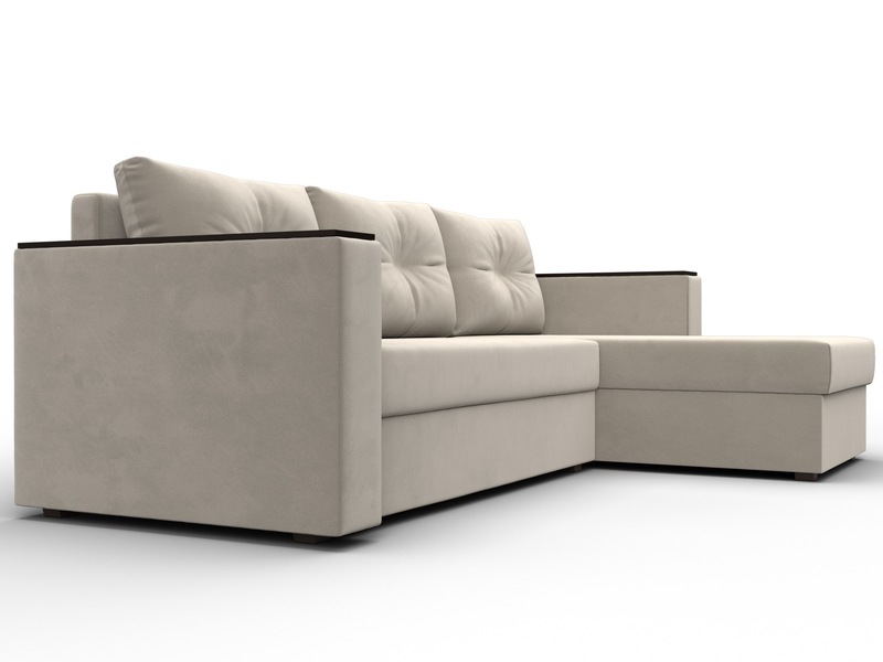 Диван угловой Атланта без стола универсальный угол, Микровельвет, Бежевый