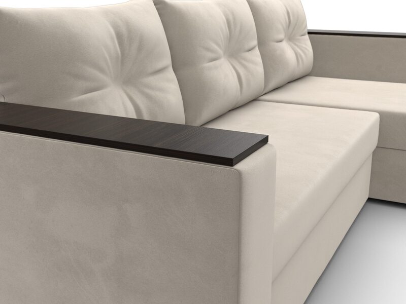 Диван угловой Атланта без стола универсальный угол, Микровельвет, Бежевый