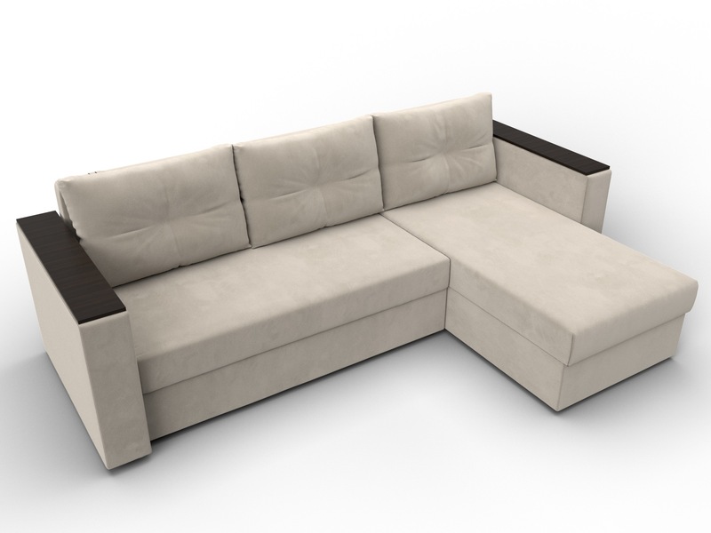 Диван угловой Атланта без стола универсальный угол, Микровельвет, Бежевый