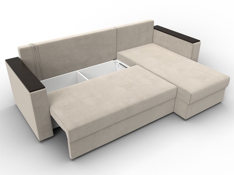 Диван угловой Атланта без стола универсальный угол, Микровельвет, Бежевый