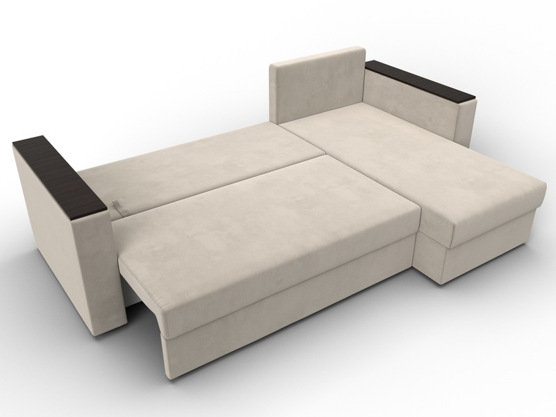 Диван угловой Атланта без стола универсальный угол, Микровельвет, Бежевый