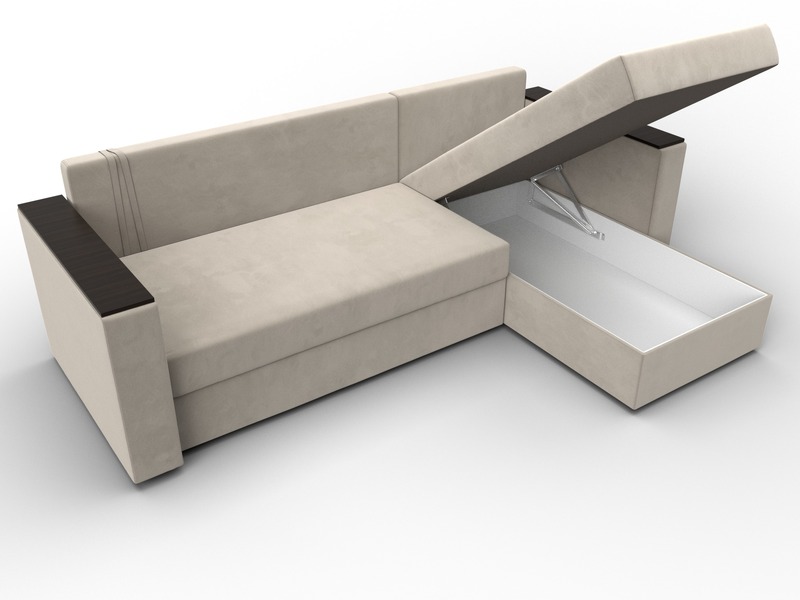 Диван угловой Атланта без стола универсальный угол, Микровельвет, Бежевый