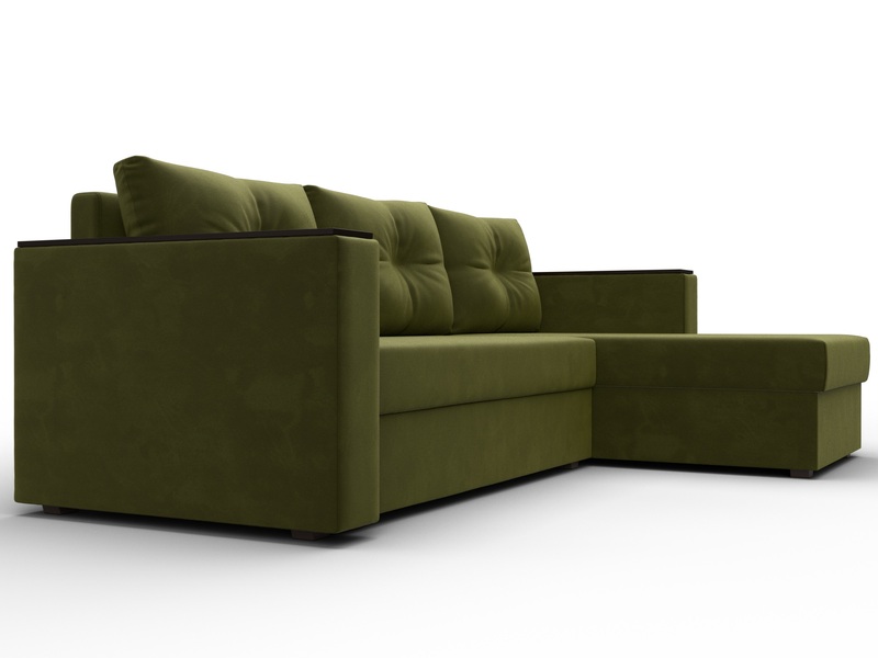 Диван угловой Атланта без стола универсальный угол, Микровельвет, Зеленый