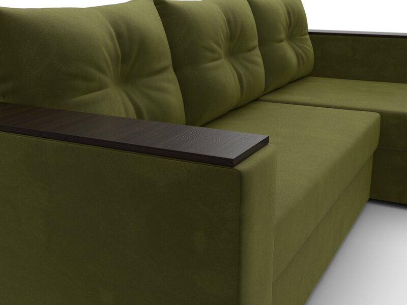 Диван угловой Атланта без стола универсальный угол, Микровельвет, Зеленый