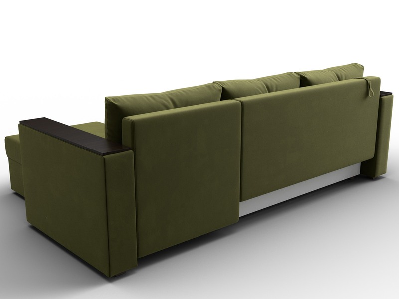 Диван угловой Атланта без стола универсальный угол, Микровельвет, Зеленый