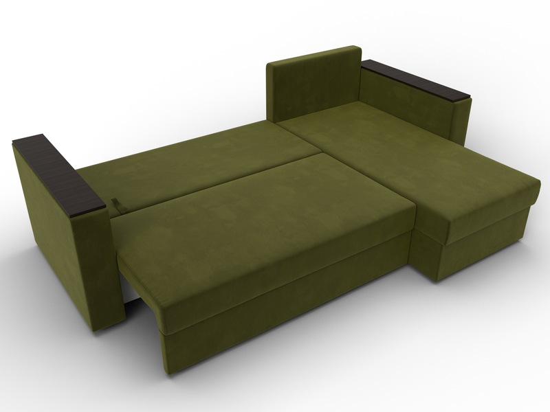 Диван угловой Атланта без стола универсальный угол, Микровельвет, Зеленый