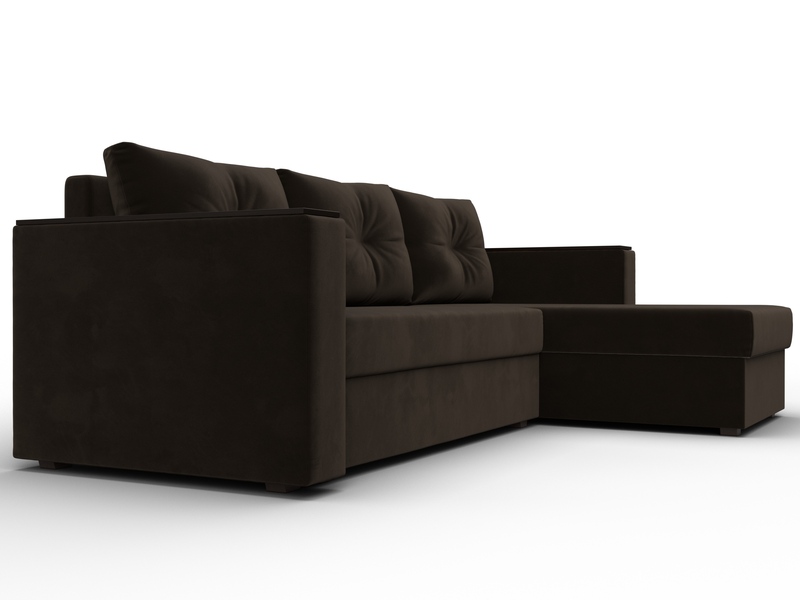Диван угловой Атланта без стола универсальный угол, Микровельвет, Коричневый