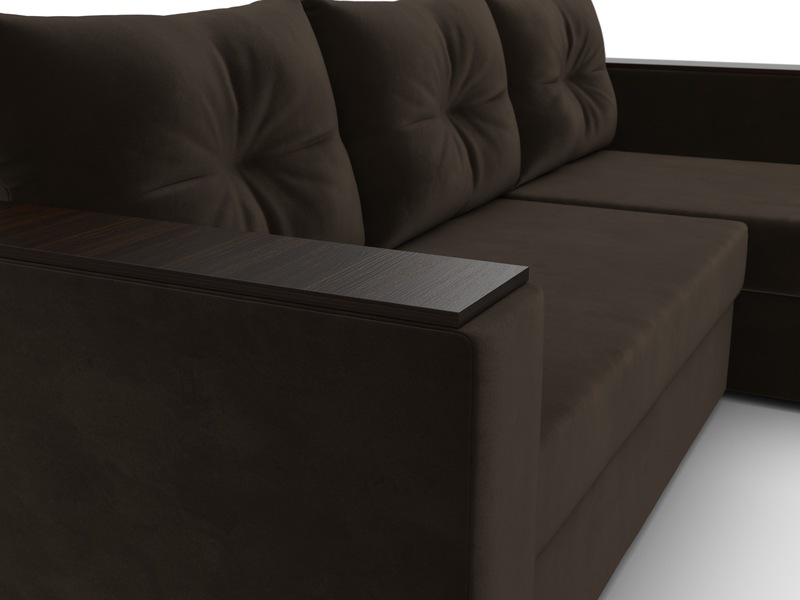 Диван угловой Атланта без стола универсальный угол, Микровельвет, Коричневый