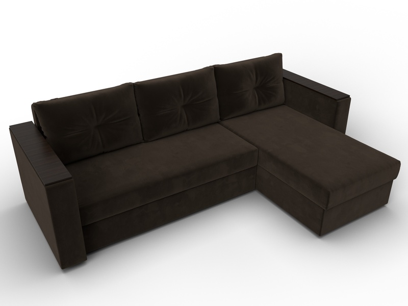 Диван угловой Атланта без стола универсальный угол, Микровельвет, Коричневый