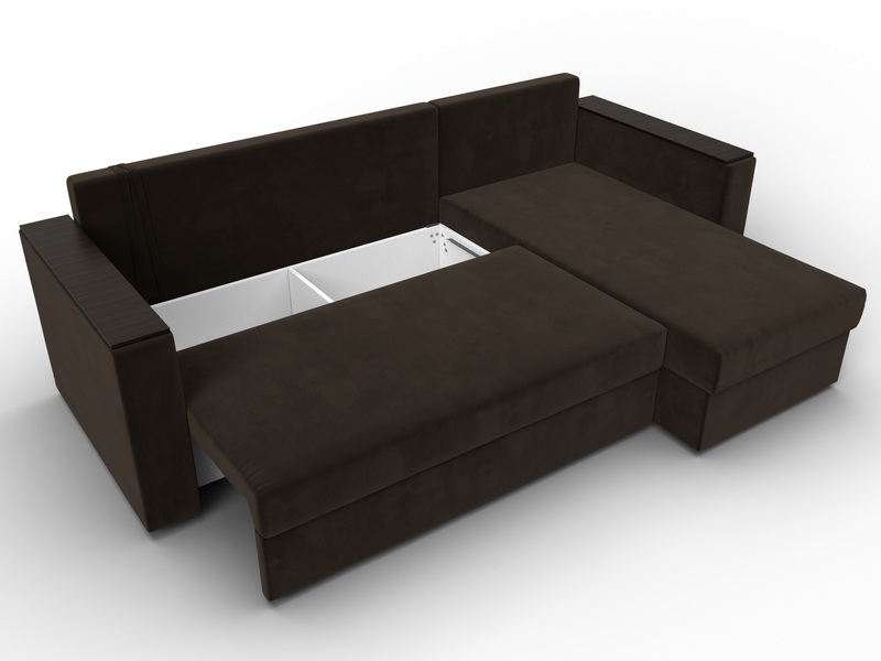Диван угловой Атланта без стола универсальный угол, Микровельвет, Коричневый
