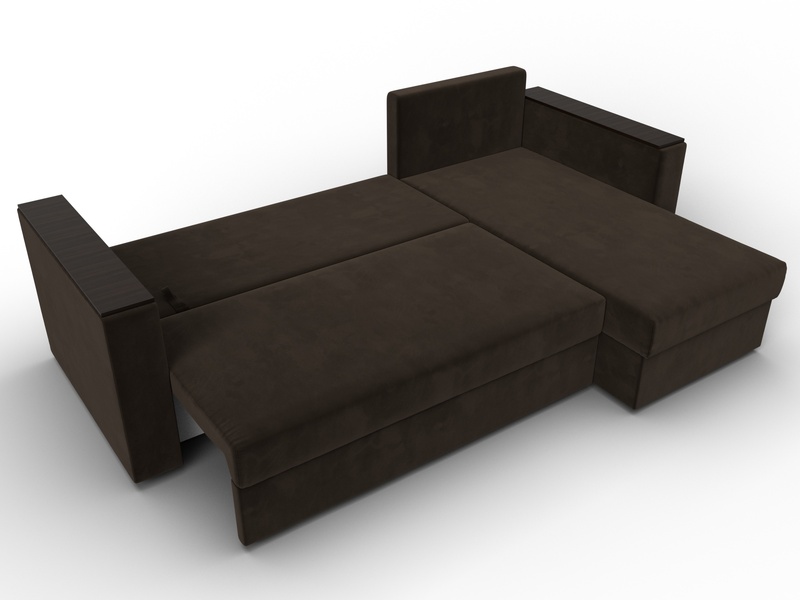 Диван угловой Атланта без стола универсальный угол, Микровельвет, Коричневый