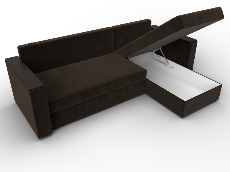Диван угловой Атланта без стола универсальный угол, Микровельвет, Коричневый