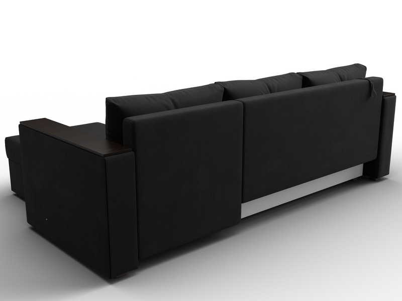 Диван угловой Атланта без стола универсальный угол, Микровельвет, Черный