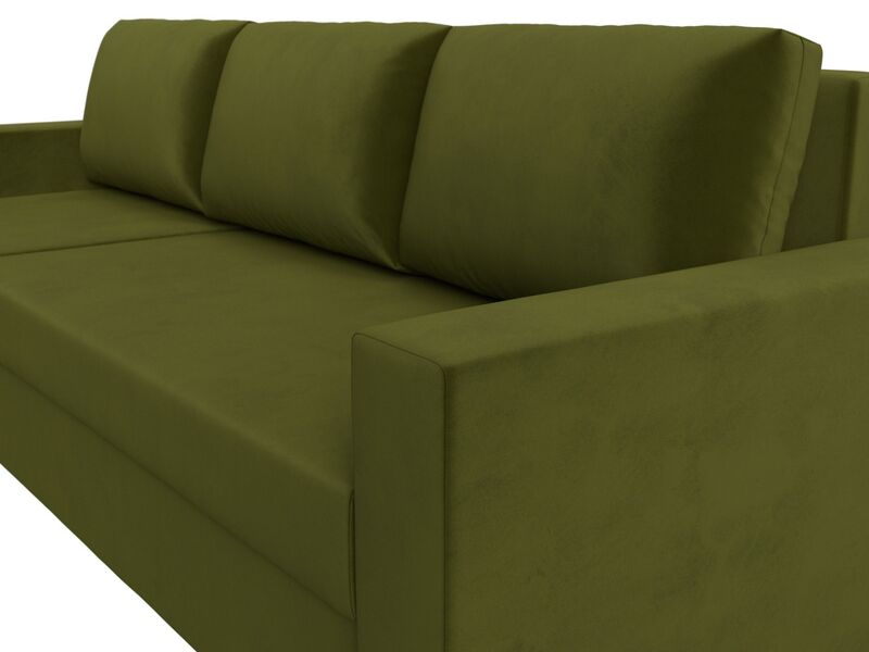 Диван угловой Траумберг Лайт левый угол, Микровельвет, Зеленый