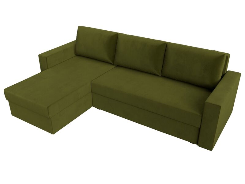 Диван угловой Траумберг Лайт левый угол, Микровельвет, Зеленый