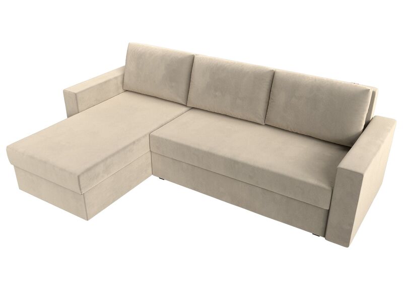 Диван угловой Траумберг Лайт левый угол, Микровельвет, Бежевый