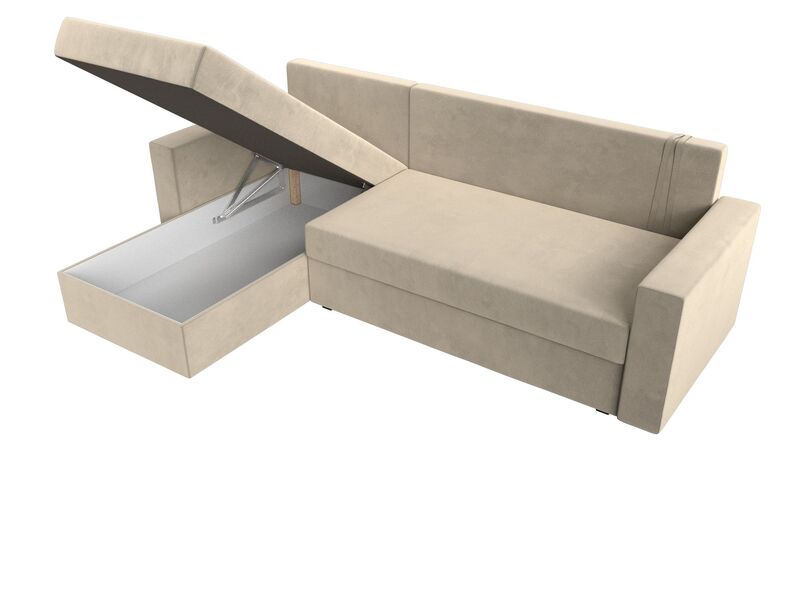 Диван угловой Траумберг Лайт левый угол, Микровельвет, Бежевый