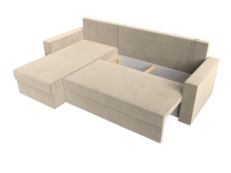 Диван угловой Траумберг Лайт левый угол, Микровельвет, Бежевый