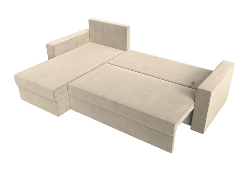 Диван угловой Траумберг Лайт левый угол, Микровельвет, Бежевый