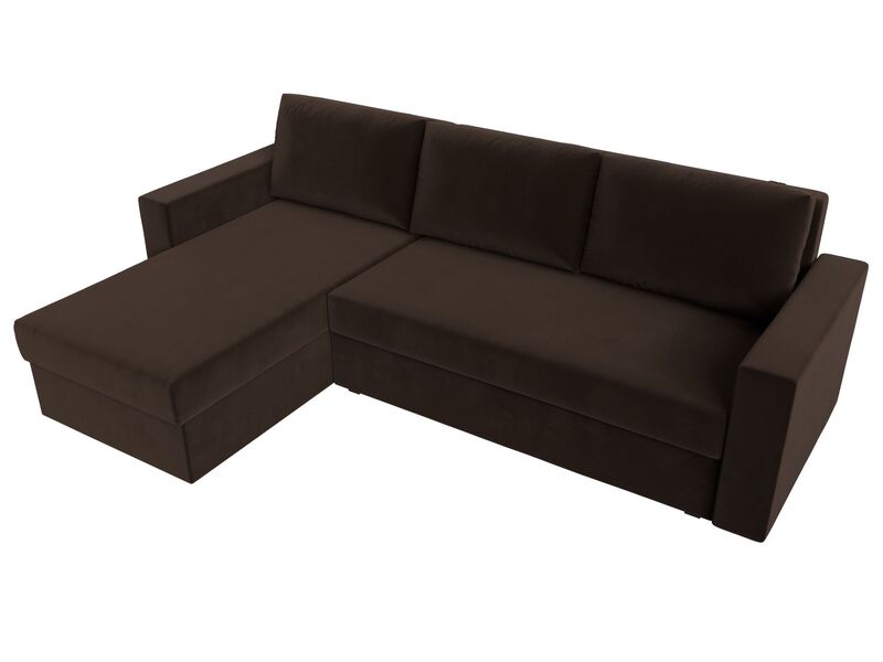 Диван угловой Траумберг Лайт левый угол, Микровельвет, Коричневый