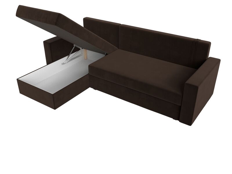 Диван угловой Траумберг Лайт левый угол, Микровельвет, Коричневый