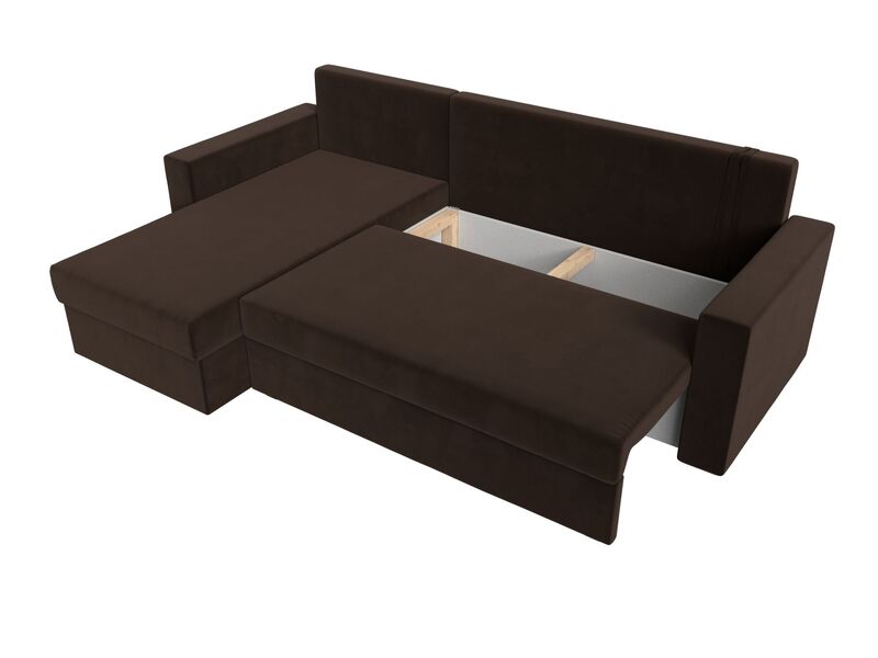Диван угловой Траумберг Лайт левый угол, Микровельвет, Коричневый