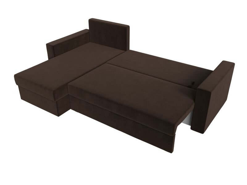 Диван угловой Траумберг Лайт левый угол, Микровельвет, Коричневый