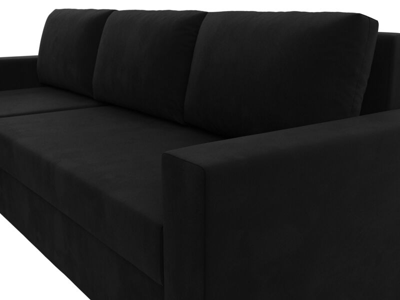Диван угловой Траумберг Лайт левый угол, Микровельвет, Черный