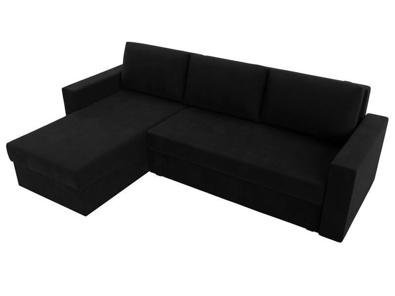Диван угловой Траумберг Лайт левый угол, Микровельвет, Черный