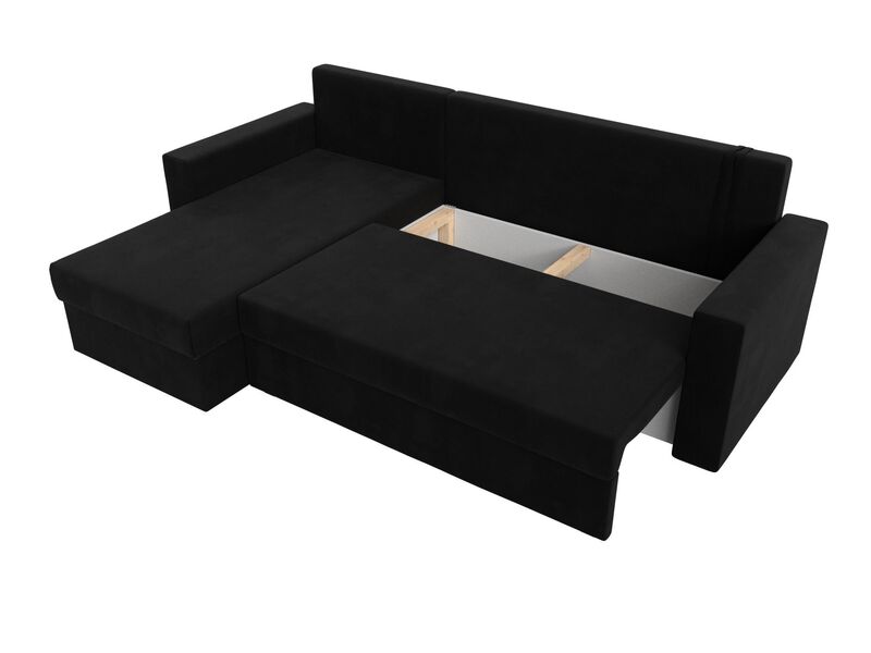 Диван угловой Траумберг Лайт левый угол, Микровельвет, Черный