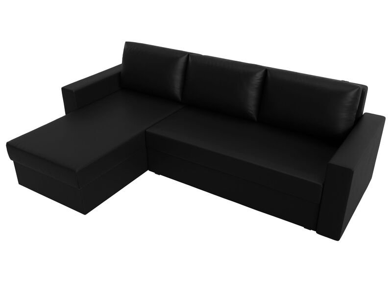 Диван угловой Траумберг Лайт левый угол, Экокожа, Черный