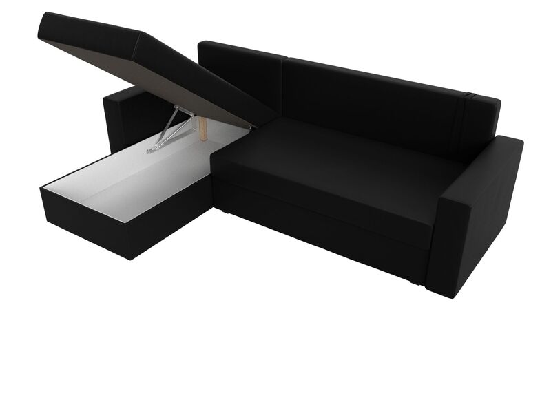 Диван угловой Траумберг Лайт левый угол, Экокожа, Черный