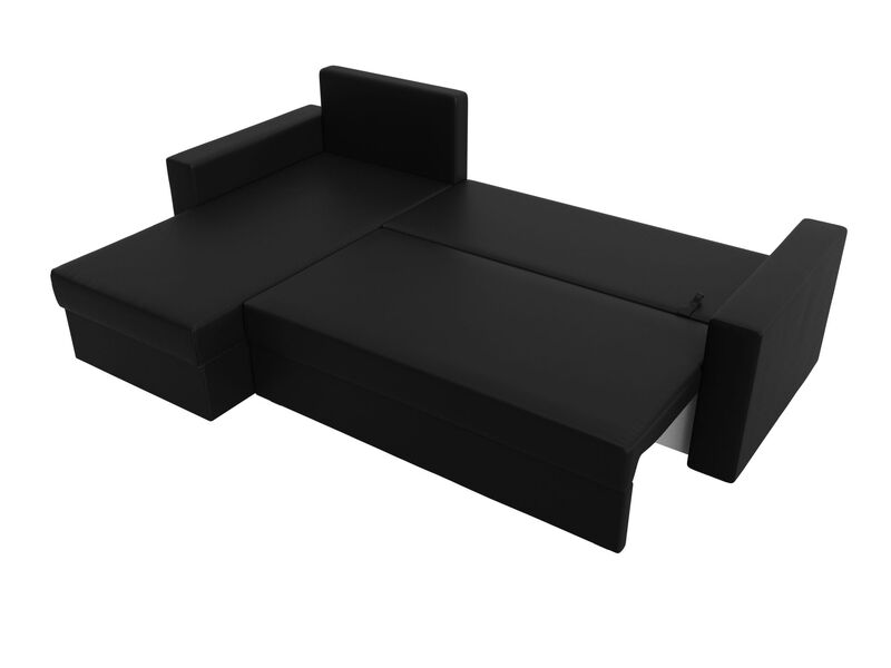 Диван угловой Траумберг Лайт левый угол, Экокожа, Черный