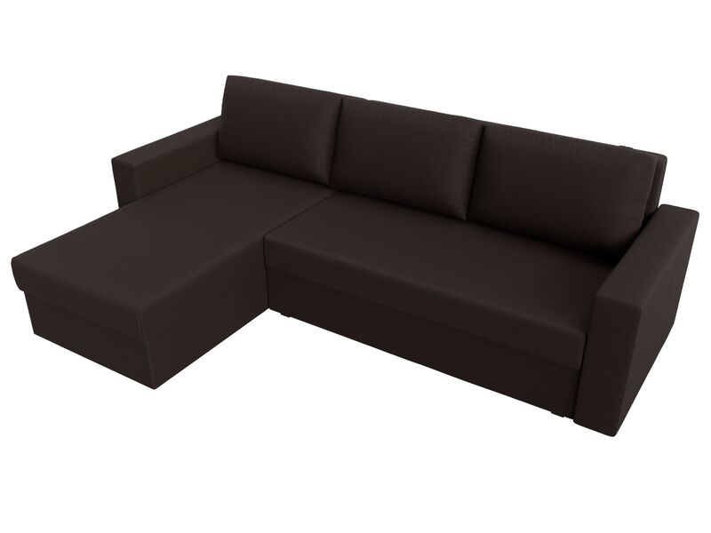 Диван угловой Траумберг Лайт левый угол, Экокожа, Коричневый